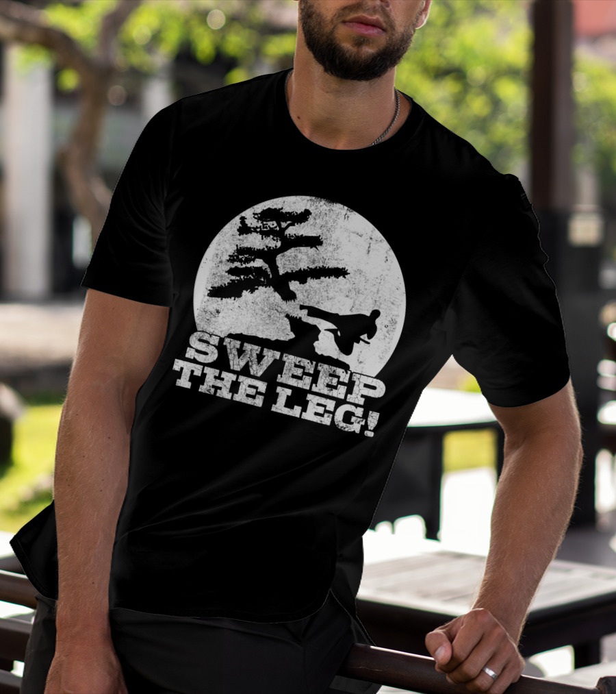 Sweep The Leg Karate Silhouette Bonsai Moon T-Shirt