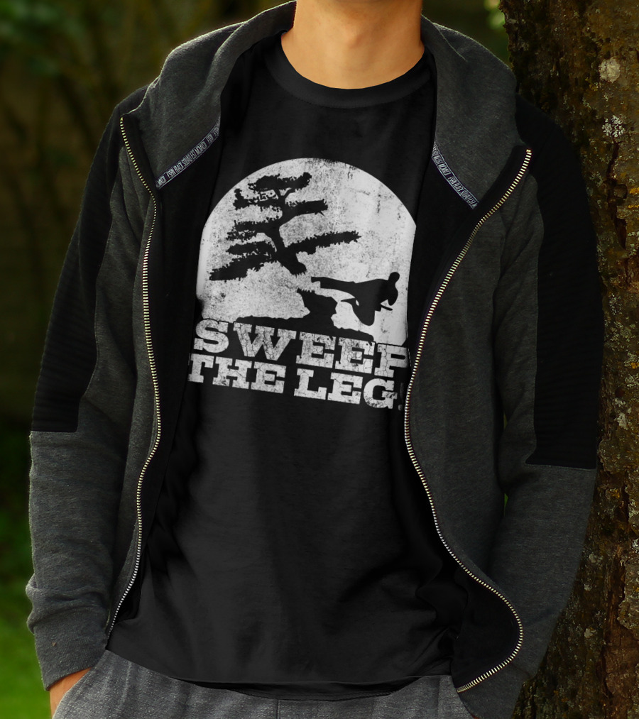 Sweep The Leg Karate Silhouette Bonsai Moon T-Shirt