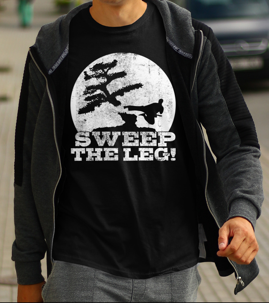 Sweep The Leg Karate Silhouette Bonsai Moon T-Shirt
