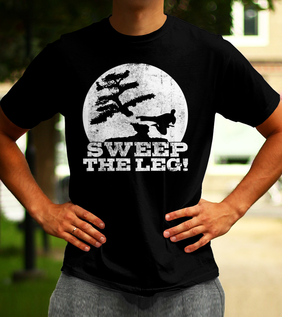 Sweep The Leg Karate Silhouette Bonsai Moon T-Shirt