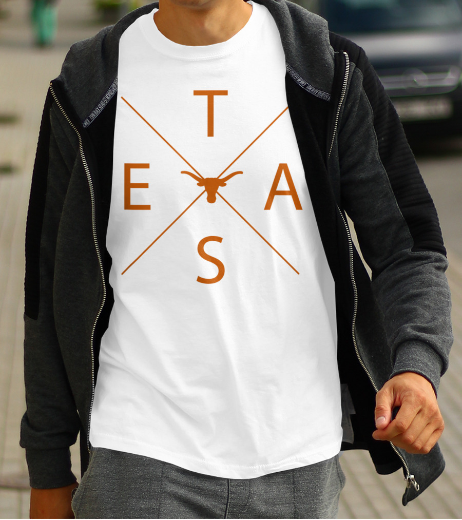 Texas Lone Star State Pride Cool Native Bull Head Monogram Texas T-Shirt