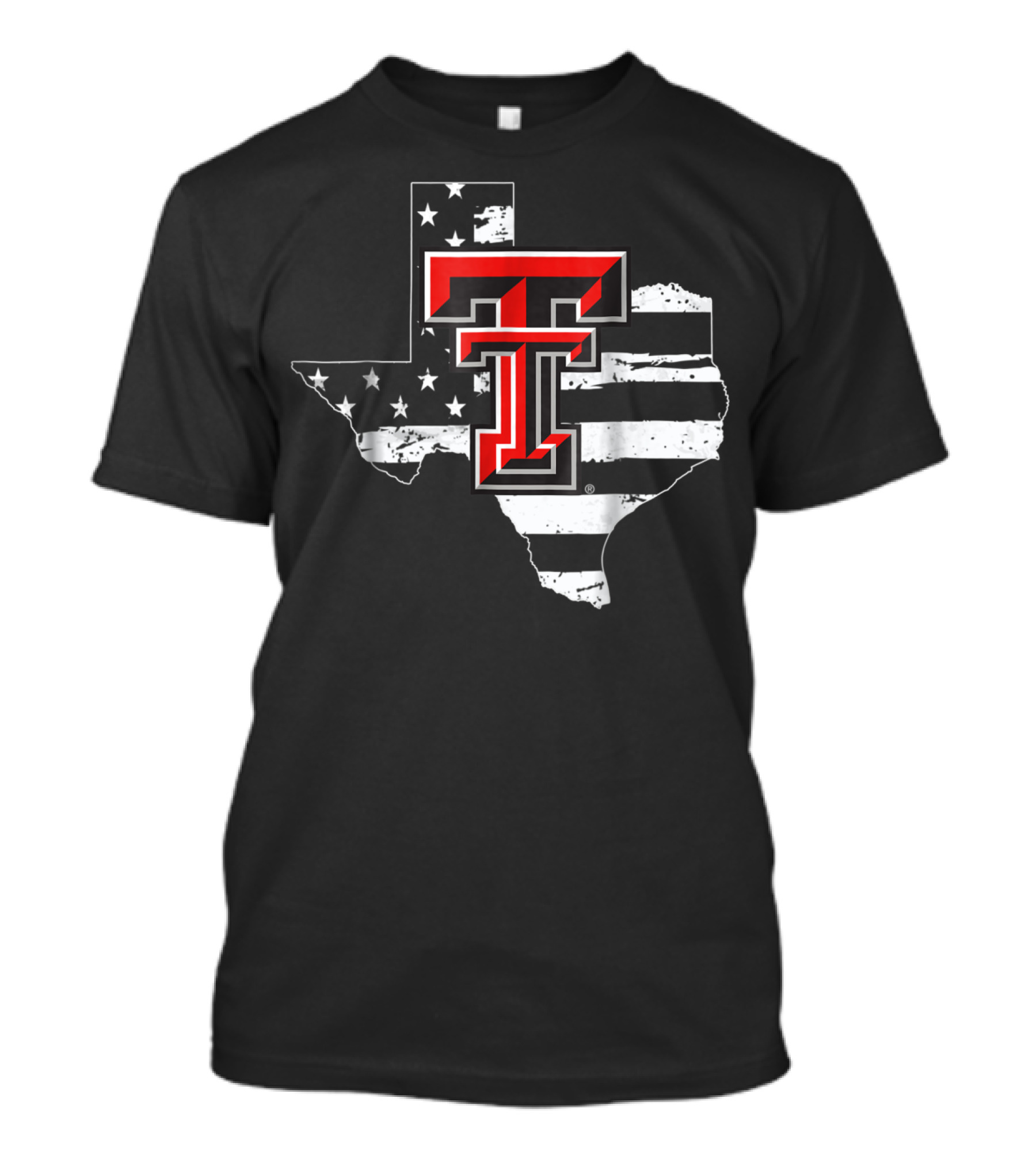 Texas Tech Red Raiders American Flag Texas Outline T-Shirt