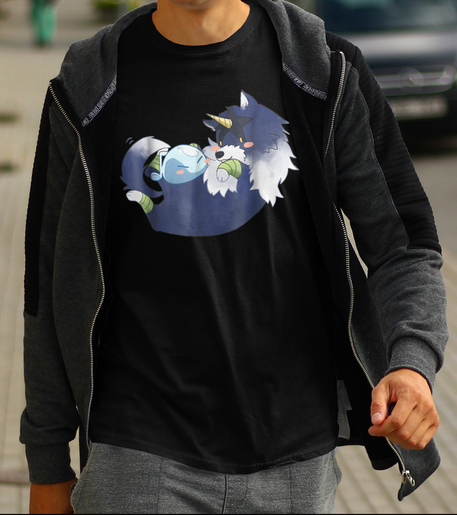 That Time I Got Reincarnated As A Slime Anime Rimu And Wolf Cuddle Scene T-Shirt