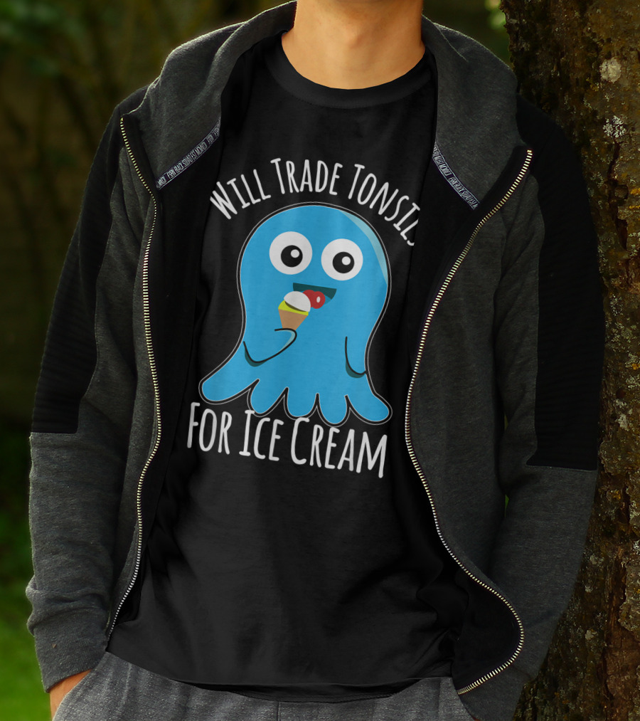 Will Trade Tonsils For Ice Cream Funny Kids Tonsillectomy T-Shirt