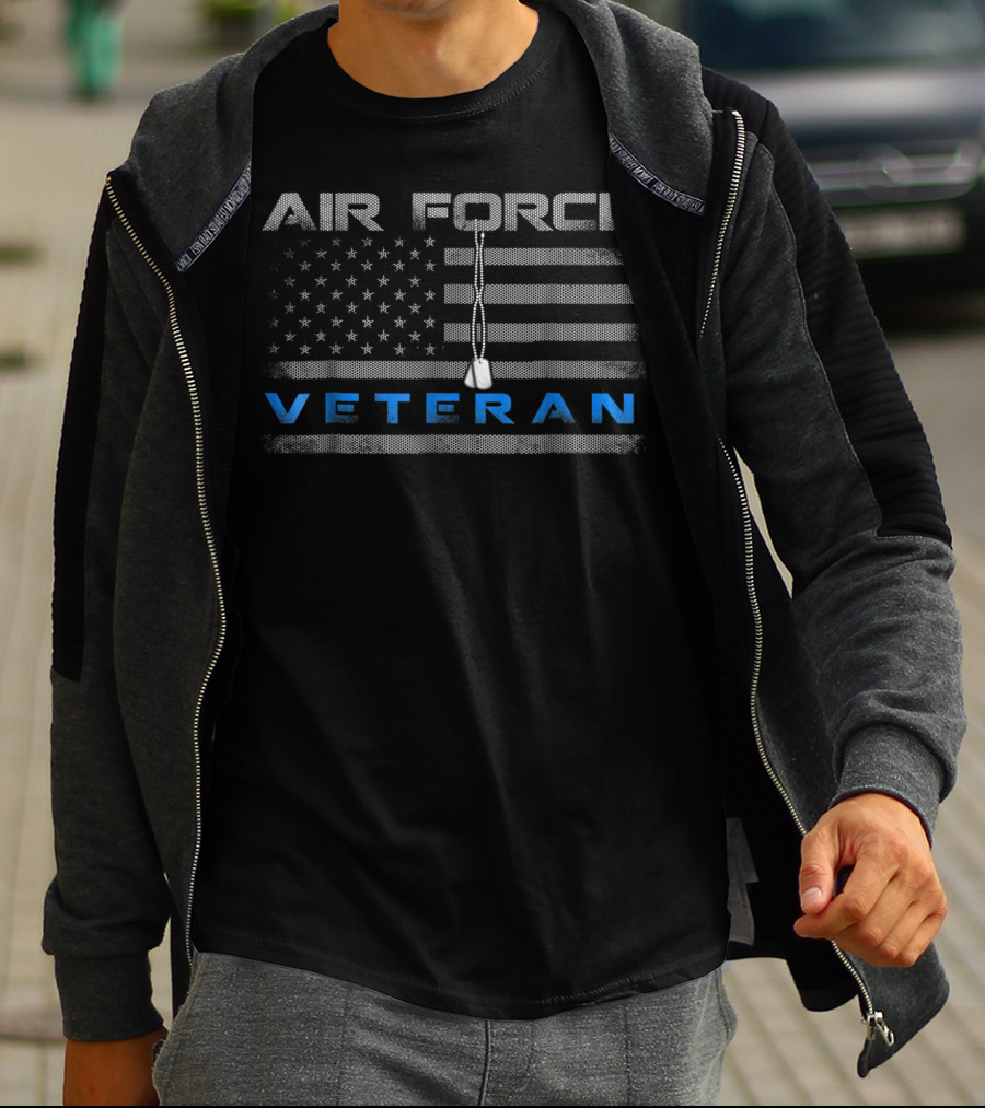 Air Force American Flag Veteran Dog Tags T-Shirt