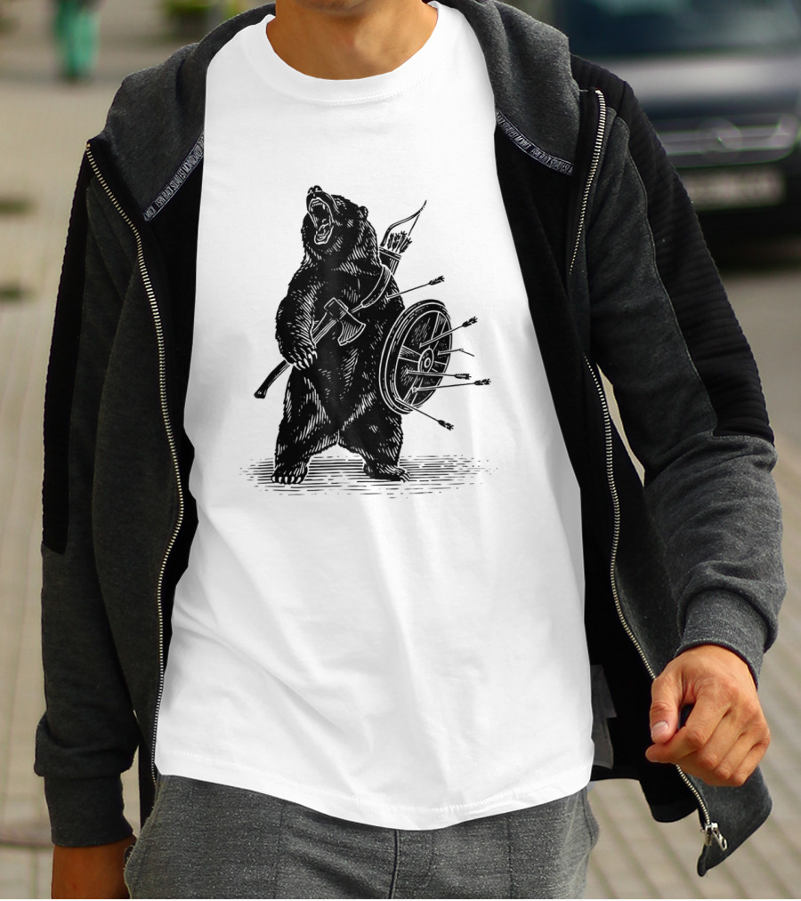 Viking Bear Warrior Polar Bear With Axe And Shield T-Shirt