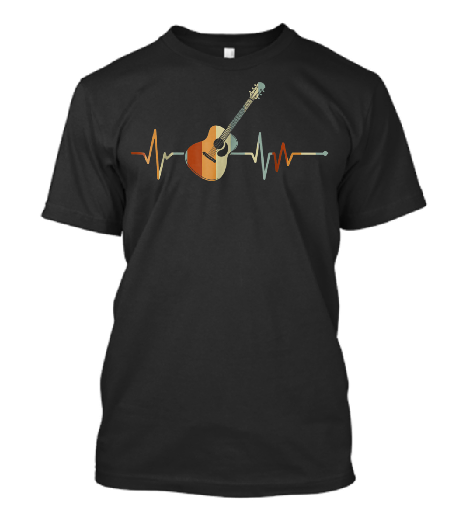 Vintage Acoustic Guitar Heartbeat Music T-Shirt