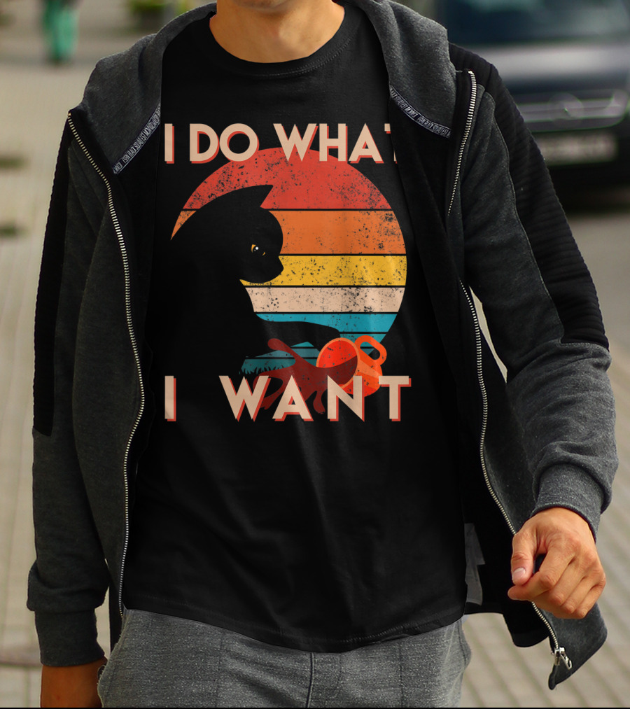 Vintage Cat I Do What I Want Retro Sunset Style Art Cat T-Shirt