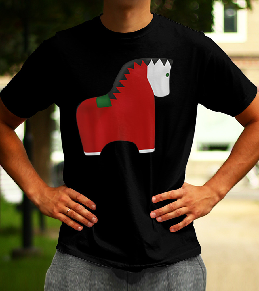 A Special Comic Horse Red Figurine With Black And White Mane T-Shirt