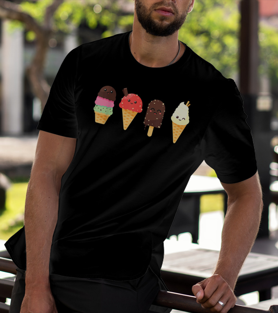 Ice Cream Lover For Summer Kawaii Cone Collection T-Shirt