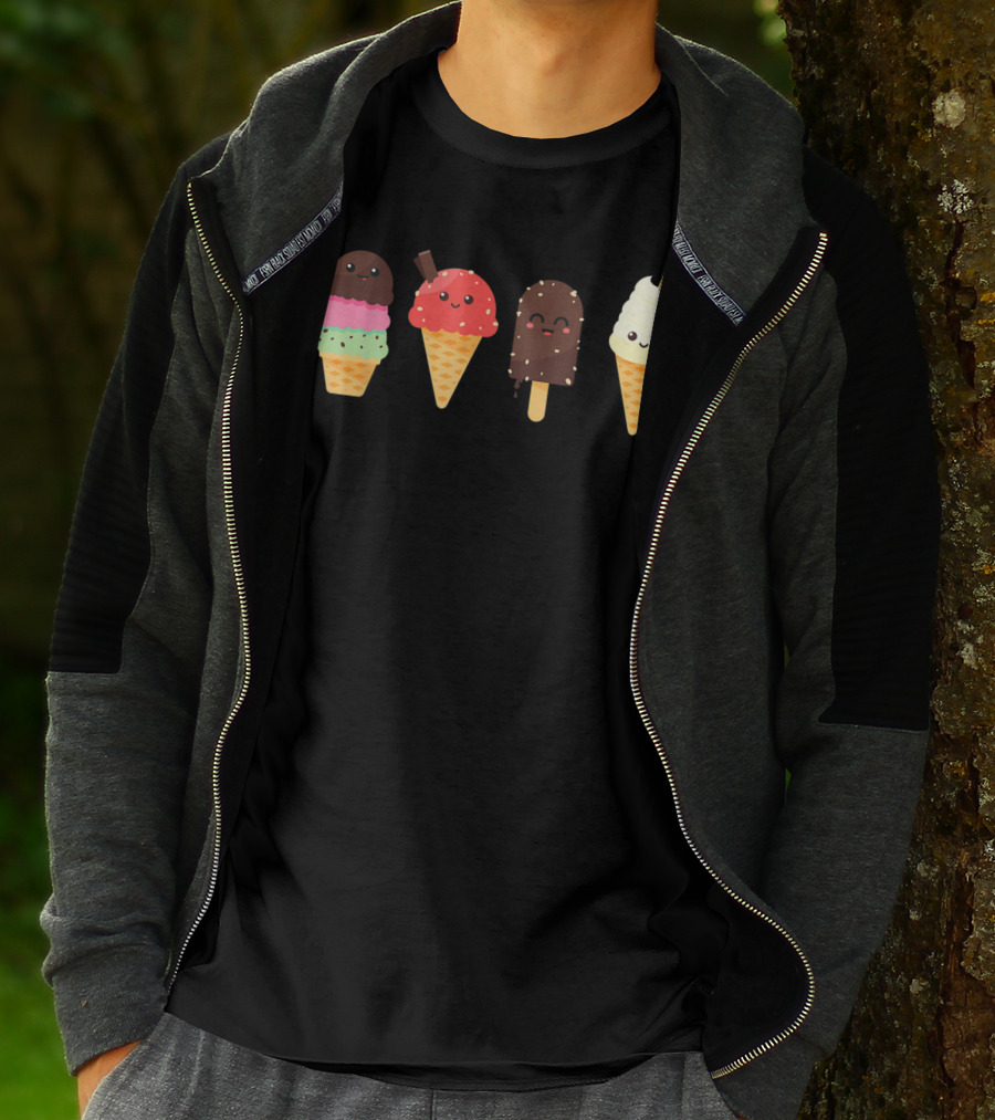 Ice Cream Lover For Summer Kawaii Cone Collection T-Shirt
