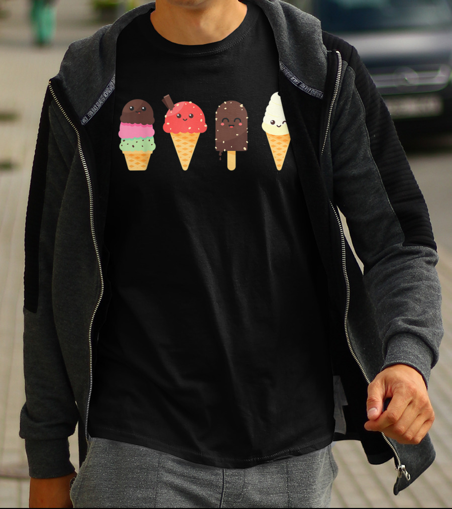 Ice Cream Lover For Summer Kawaii Cone Collection T-Shirt