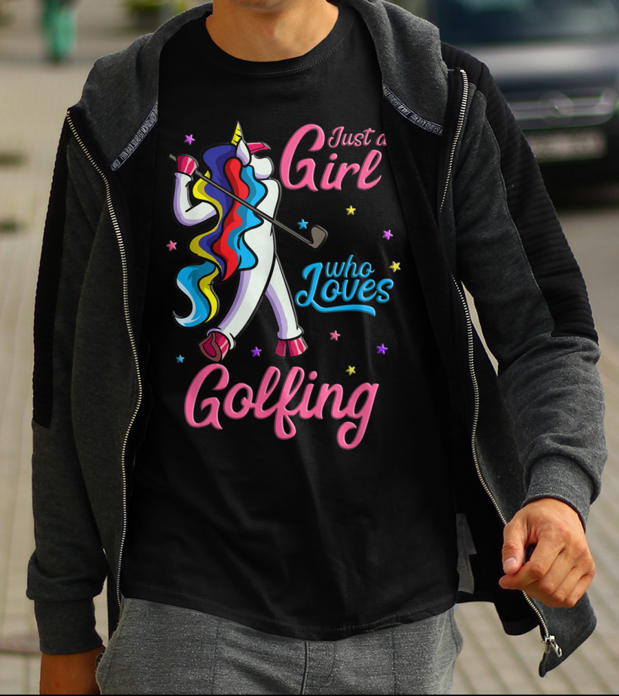 Just A Girl Who Loves Golfing Unicorn T-Shirt