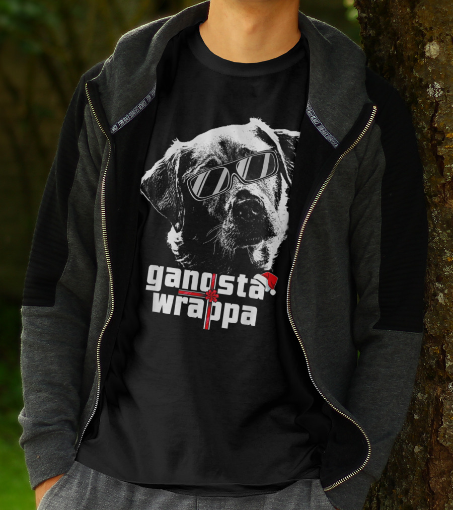 Gangsta Wrappa Labrador Retriever With Sunglasses And Santa Hat T-Shirt