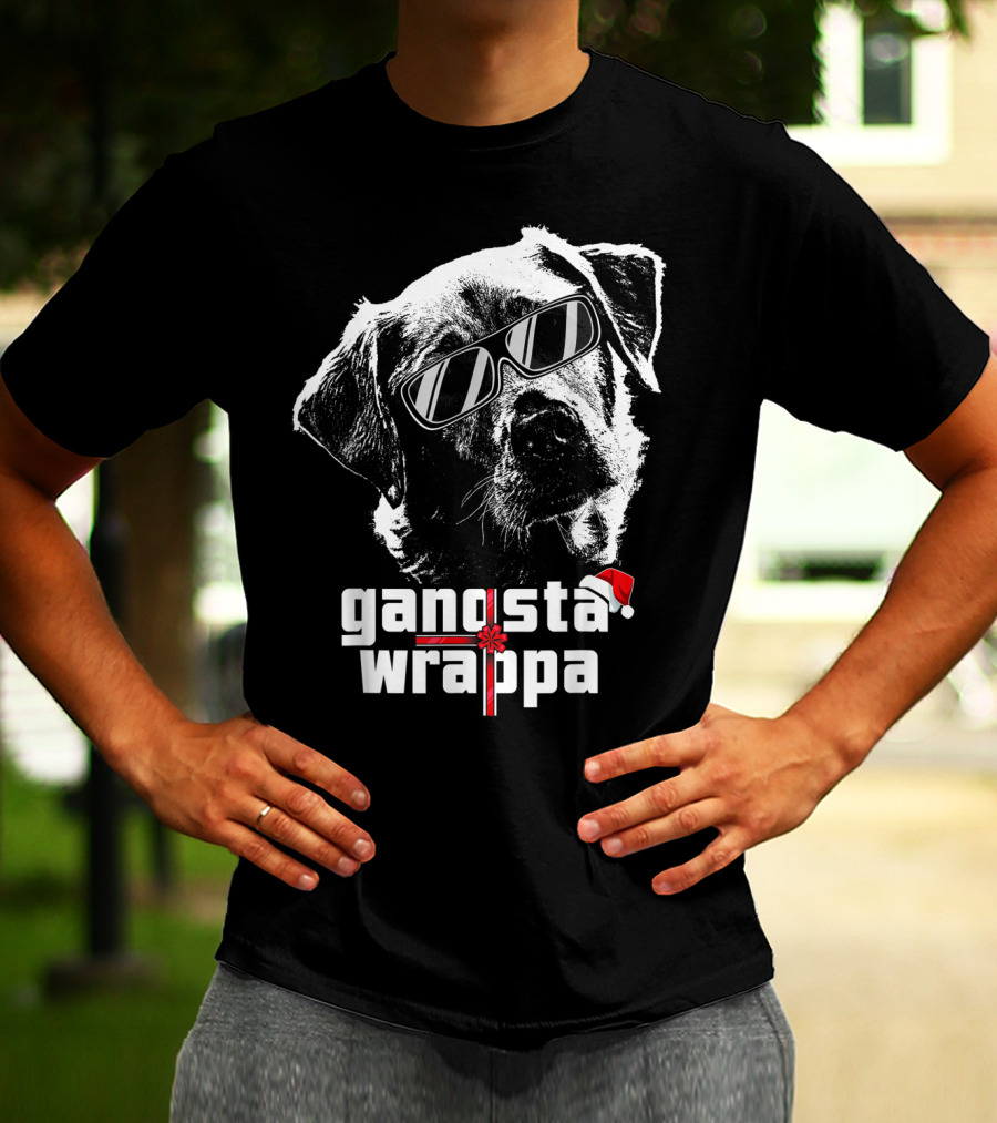 Gangsta Wrappa Labrador Retriever With Sunglasses And Santa Hat T-Shirt