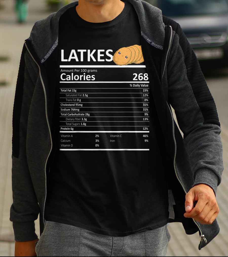 Latkes Nutritional Facts Calories Hanukkah Holiday Humor T-Shirt