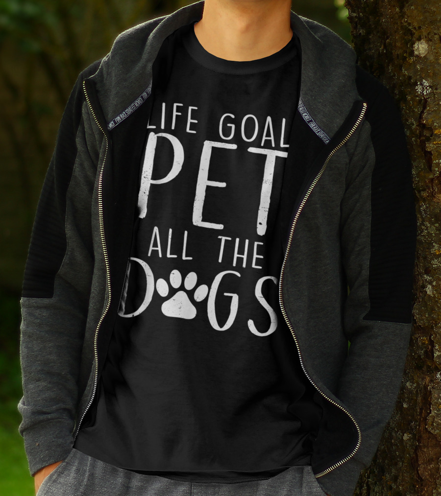 Life Goal Pet All The Dogs Paw Prints T-Shirt