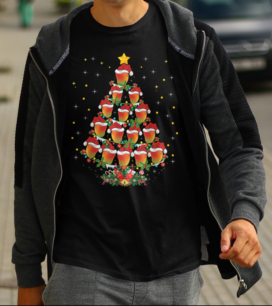 Mango Lover Xmas Mango Christmas Tree Santa Hat Holiday Star T-Shirt