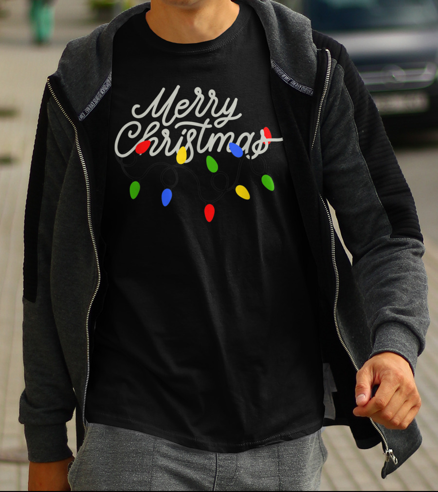 Merry Christmas Lights Colorful Bulbs T-Shirt