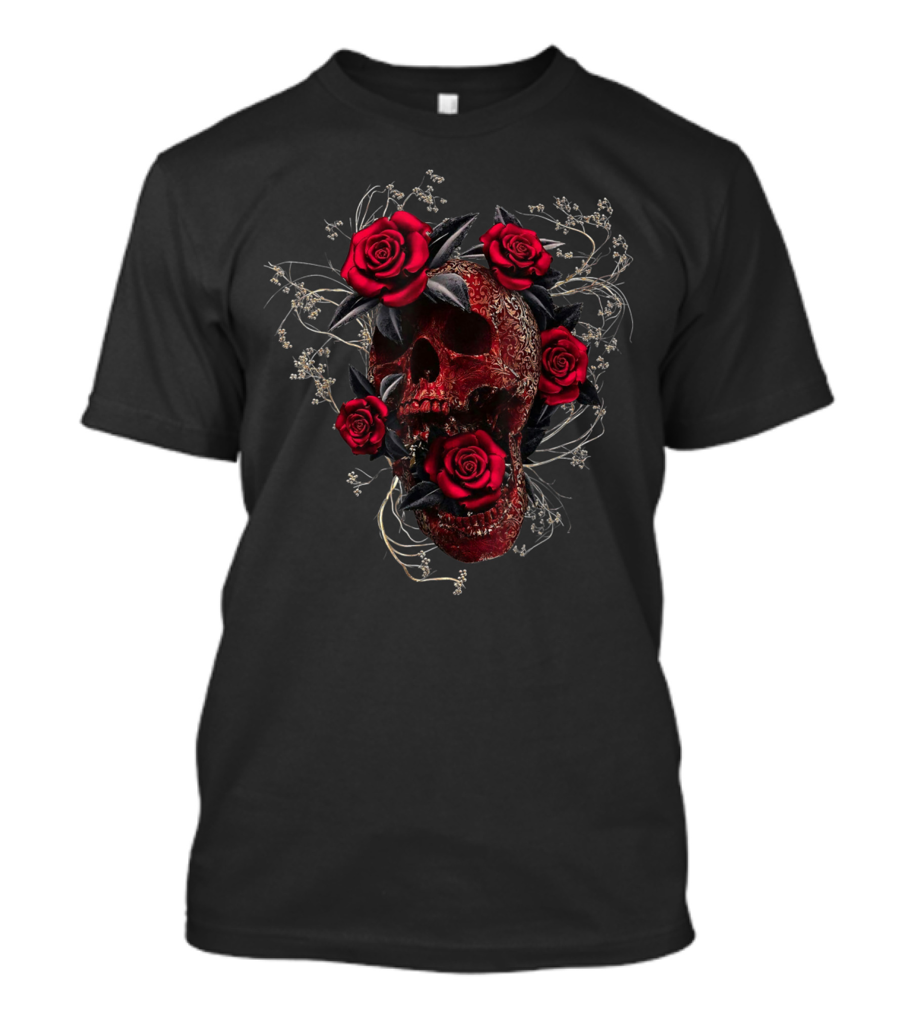 Miaprintspro Skull Rose Gothic Floral T-Shirt