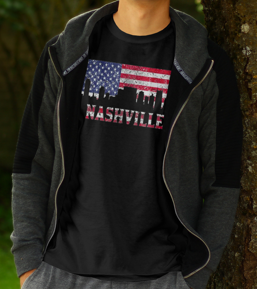 Nashville American Flag Skyline Country Music Lovers T-Shirt