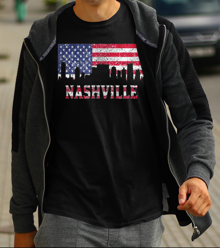 Nashville American Flag Skyline Country Music Lovers T-Shirt