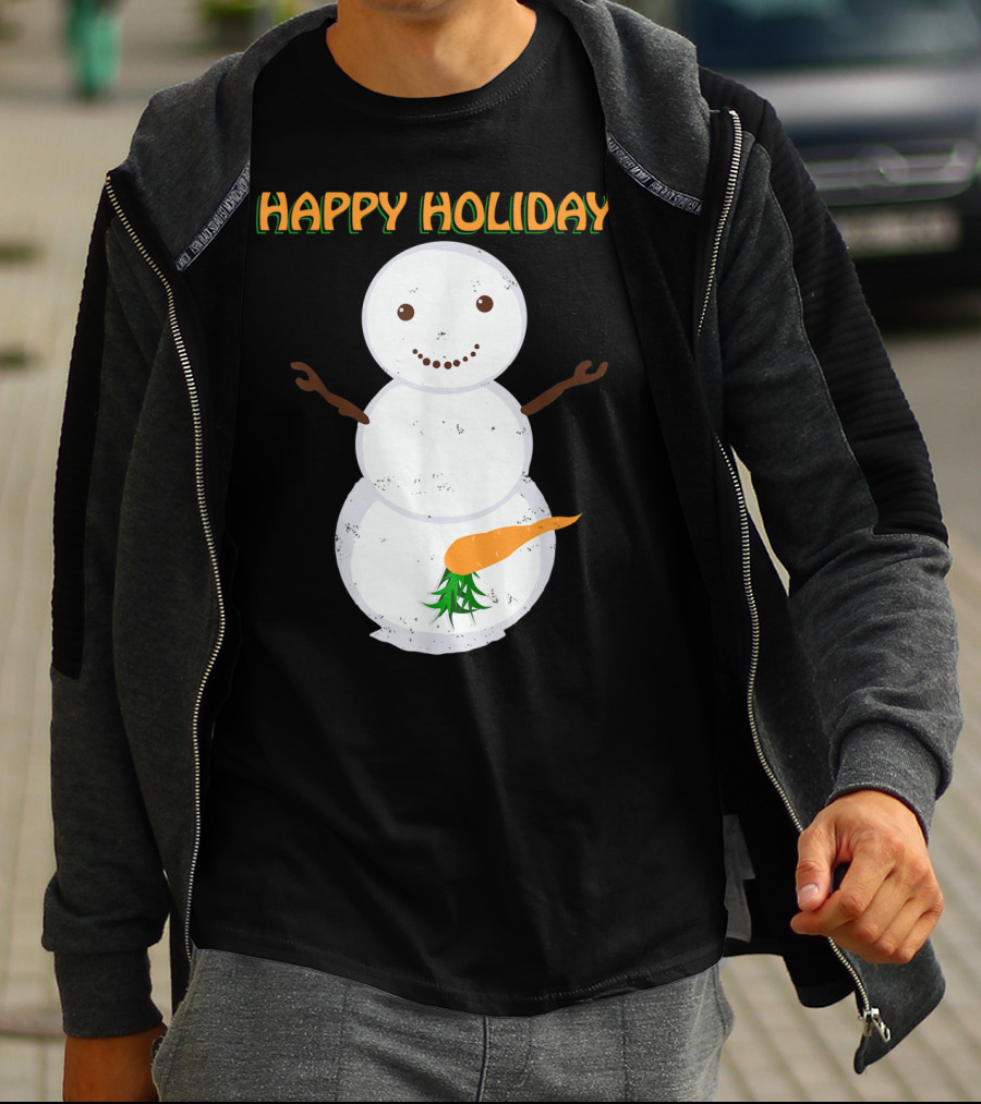 Happy Holidays Naughty Dirty Carrot Snowman T-Shirt