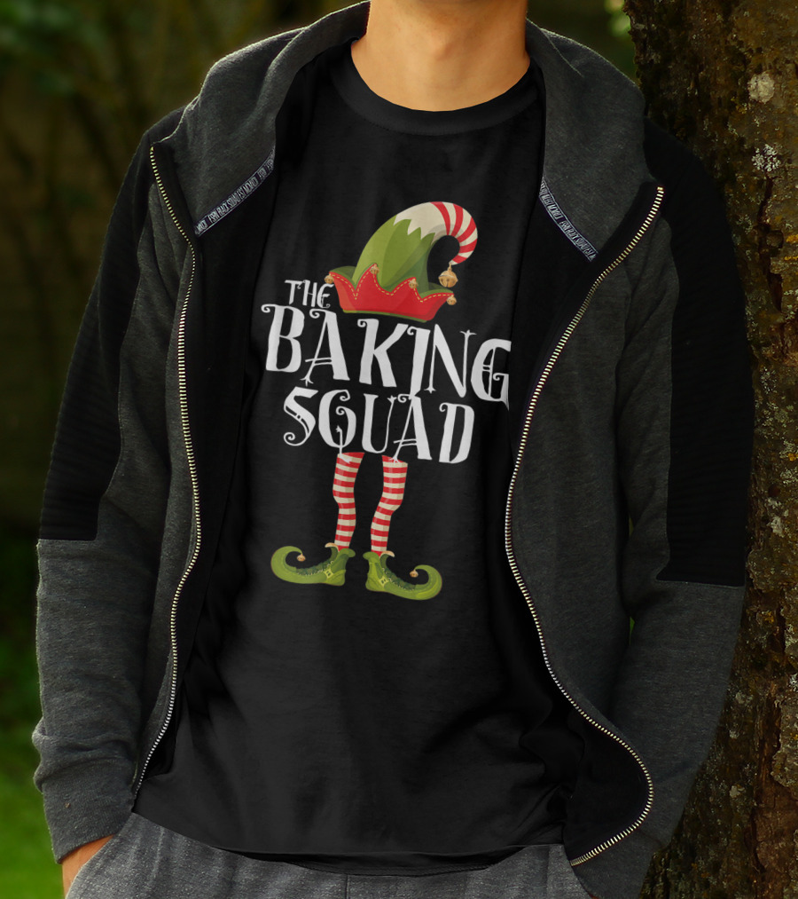 The Baking Squad Elf In Striped Stockings And Festive Hat T-Shirt