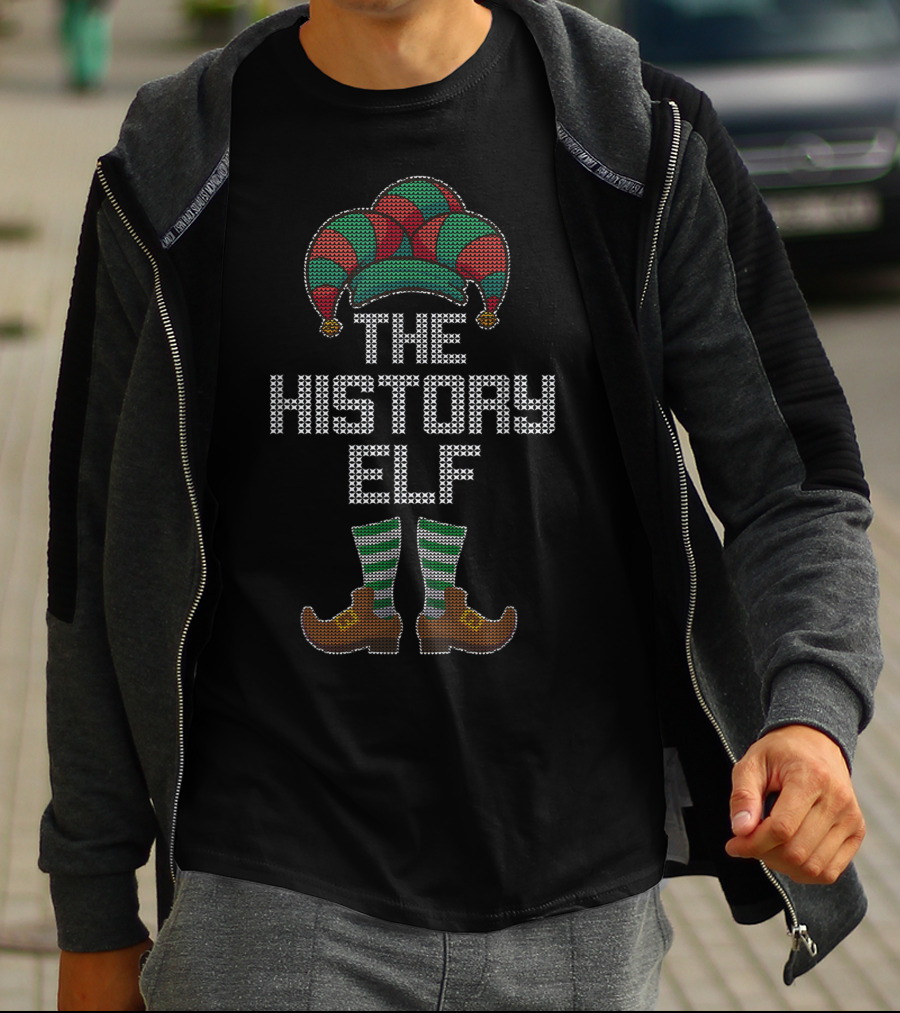 The History Elf Christmas Family Hat And Shoes T-Shirt