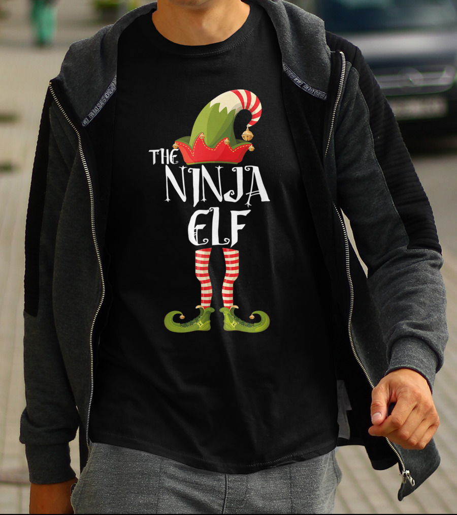 The Ninja Elf Striped Hat And Shoes T-Shirt