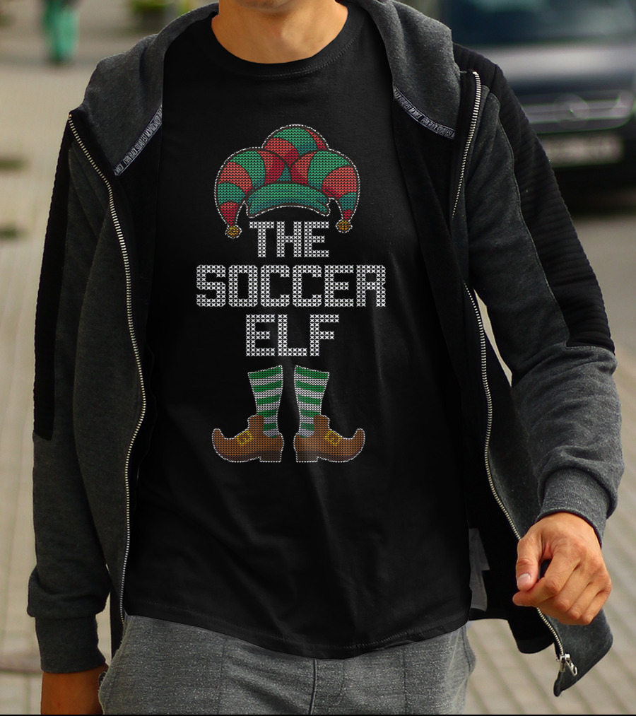 The Soccer Elf Christmas Hat And Shoes T-Shirt