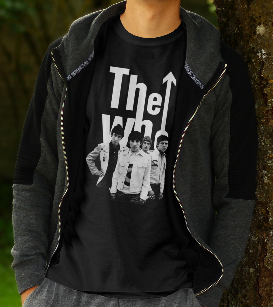 The Who 60's Black And White Band Photo With Iconic Arrow T-Shirt