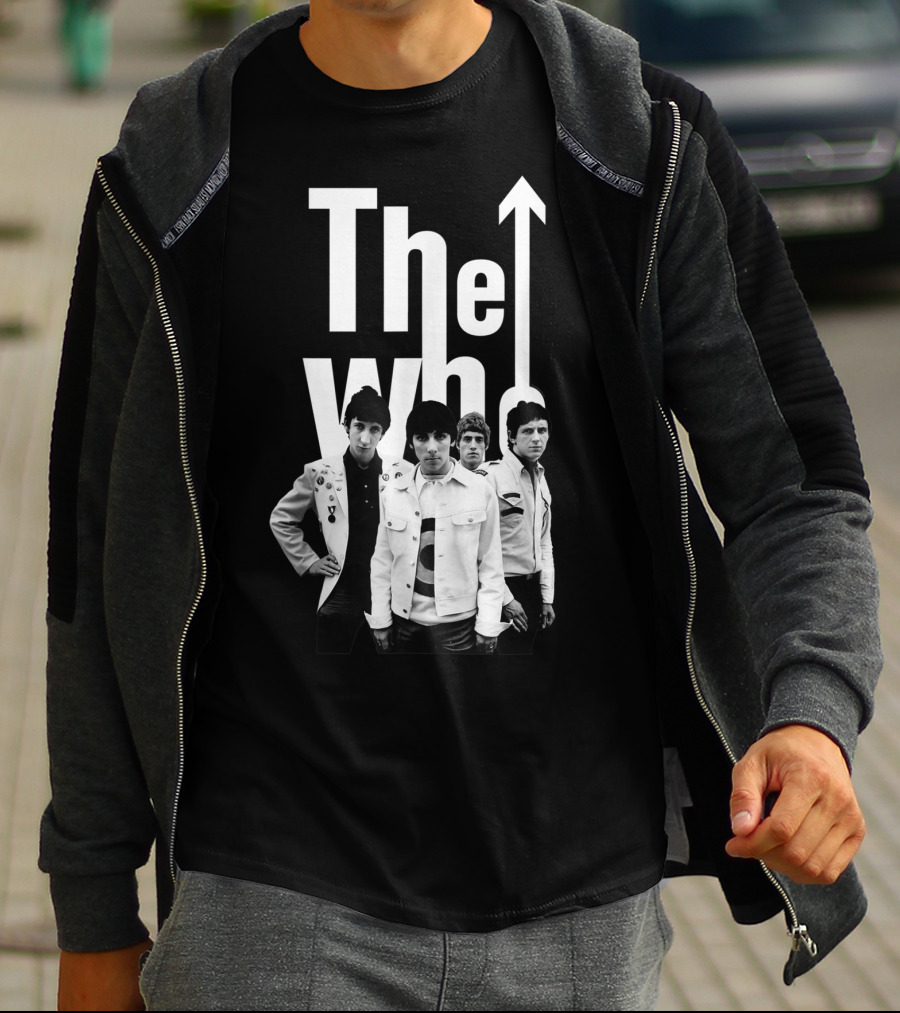 The Who 60's Black And White Band Photo With Iconic Arrow T-Shirt