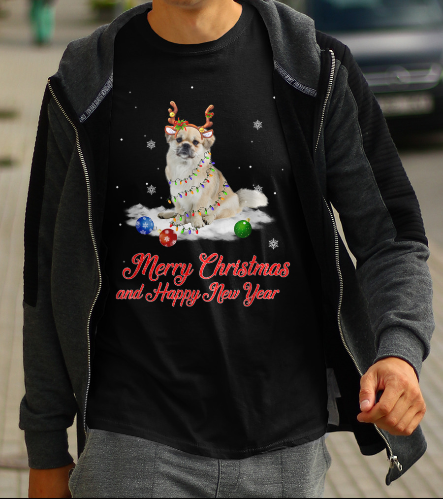Merry Christmas And Happy New Year Tibetan Spaniel Reindeer Snowflakes T-Shirt