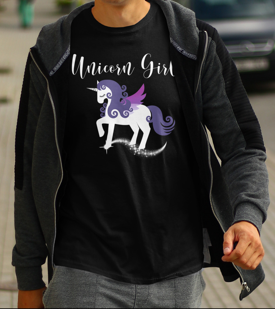 Unicorn Girl Purple Winged Pegasus Fairy Tale T-Shirt