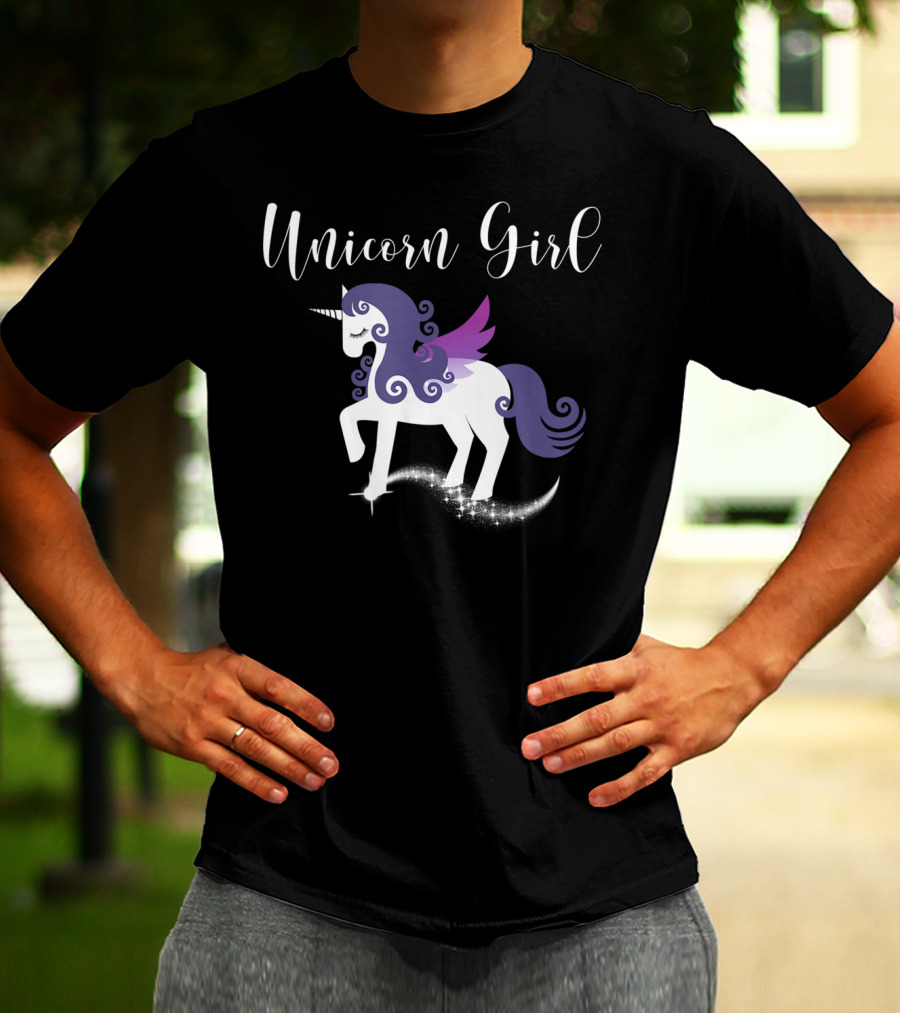 Unicorn Girl Purple Winged Pegasus Fairy Tale T-Shirt