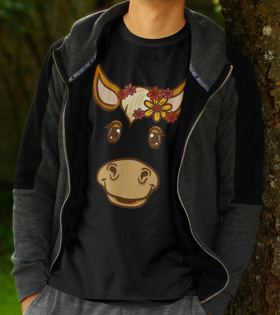 Cute Horse Face With Flowers For Horseback Riding Owner T-Shirt