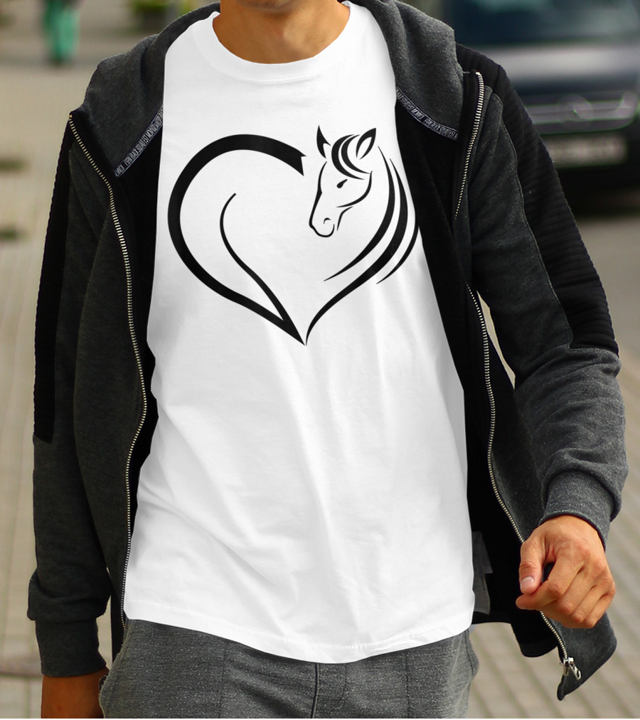 Cute Horse Heart Yellow Pink White T-Shirt