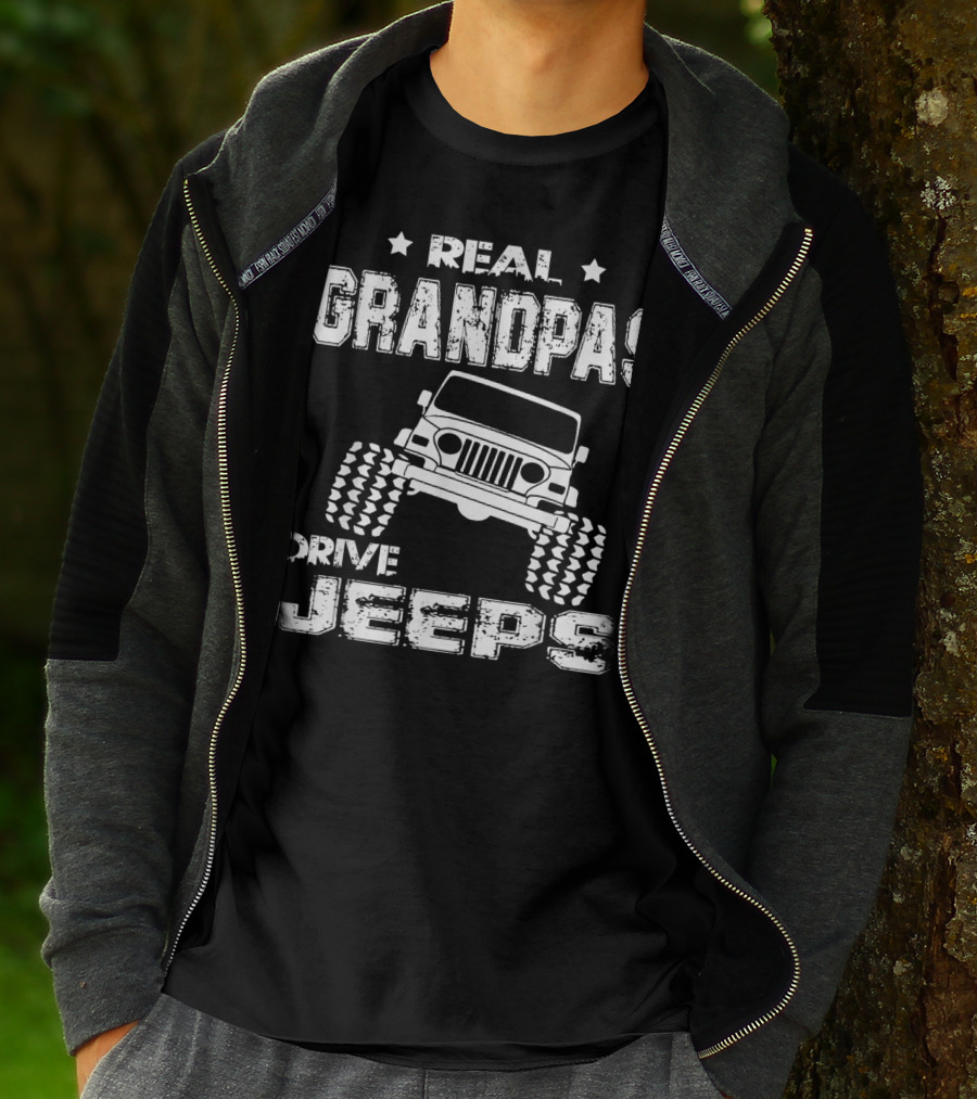 Real Grandpas Drive Jeeps Jeep Graphic Grandfather Father's Day T-Shirt