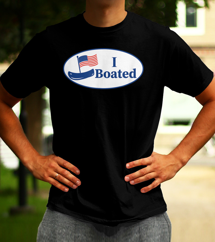 I Boated Sticker With American Flag And Canoe T-Shirt