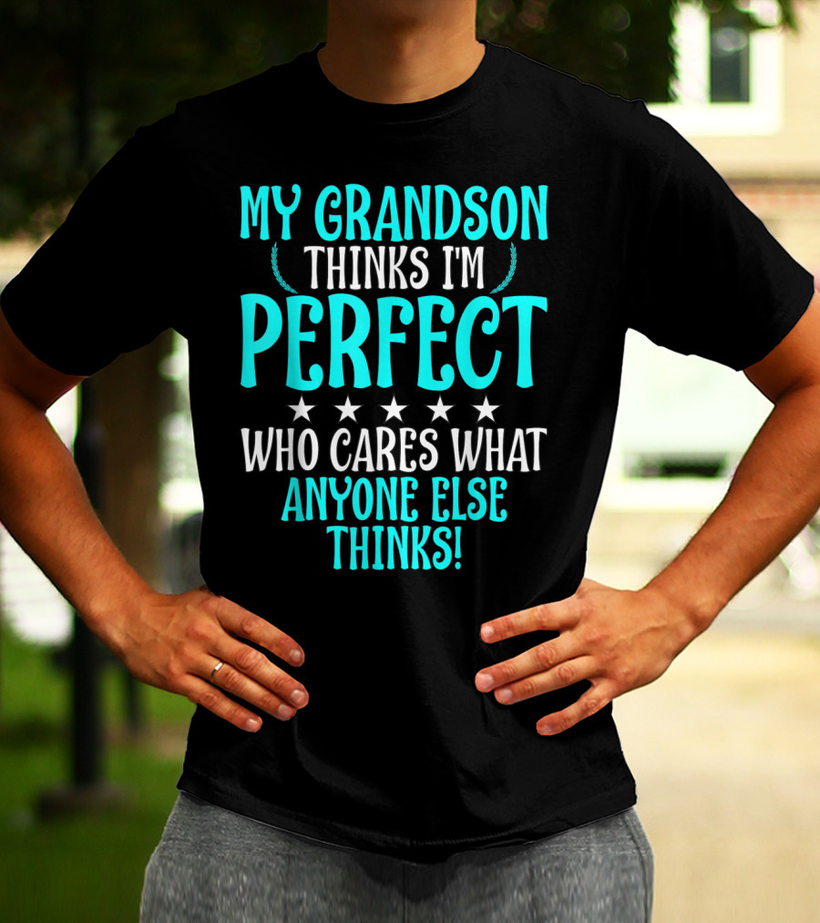 My Grandson Thinks I'm Perfect Who Cares What Anyone Else Thinks T-Shirt