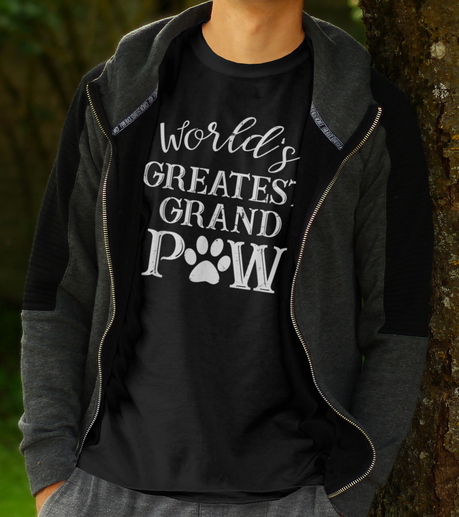 World's Greatest Grandpaw Paw Print Dog Humor T-Shirt