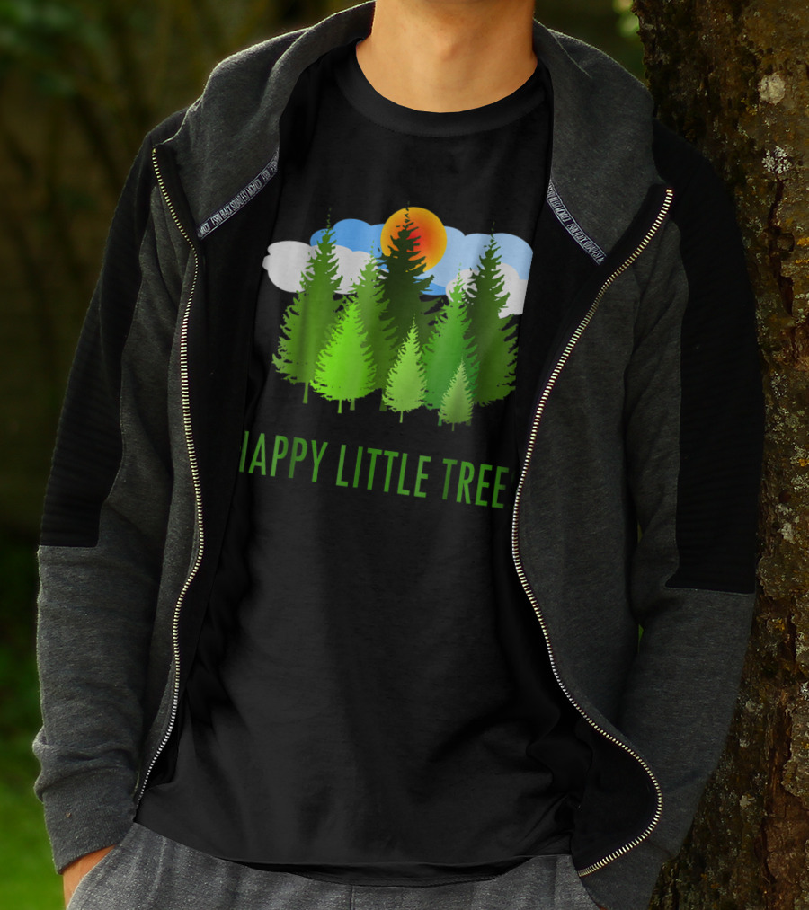 Happy Little Trees Bob Style Forest Sun And Clouds T-Shirt