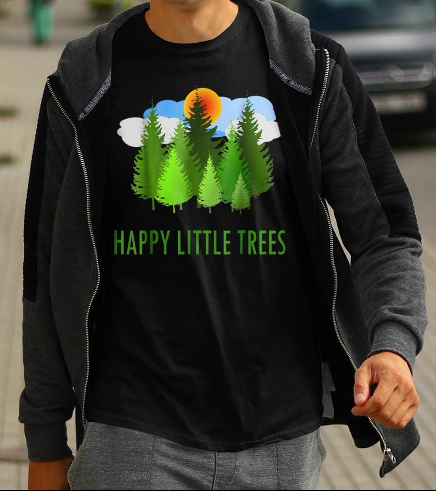 Happy Little Trees Bob Style Forest Sun And Clouds T-Shirt