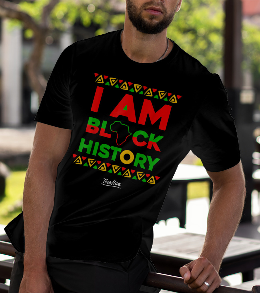I Am Black History African American Black Pride Africa Map TeesHive T-Shirt