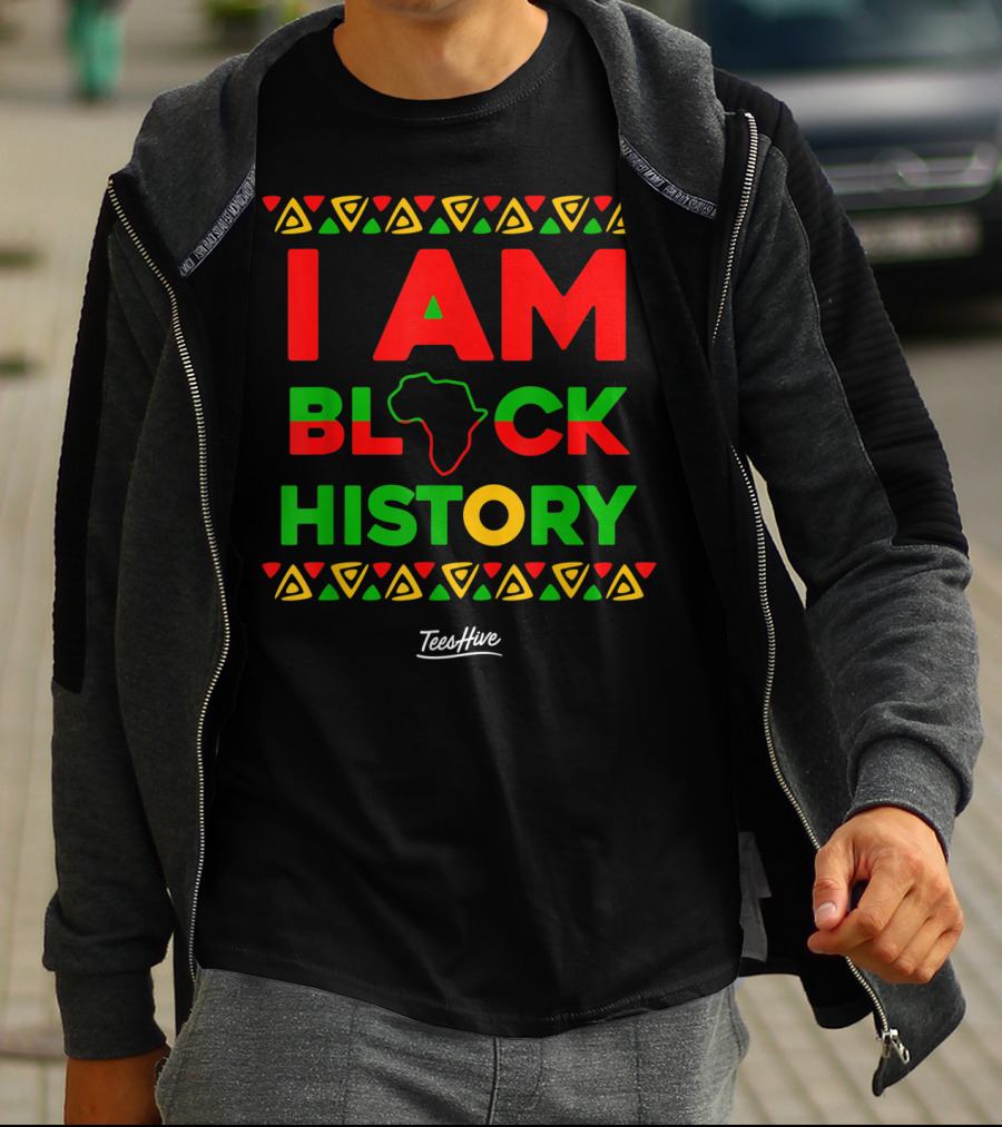 I Am Black History African American Black Pride Africa Map TeesHive T-Shirt