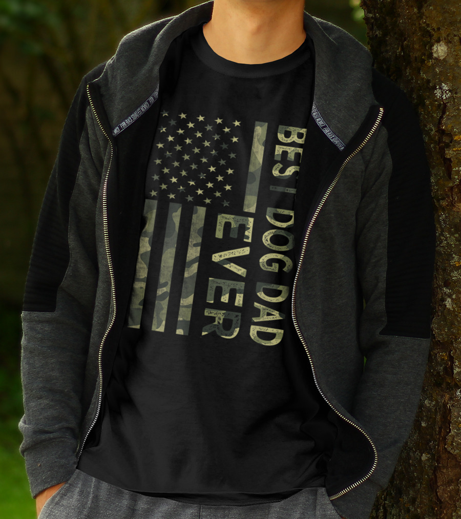 Best Dog Dad Ever Camo American Flag T-Shirt