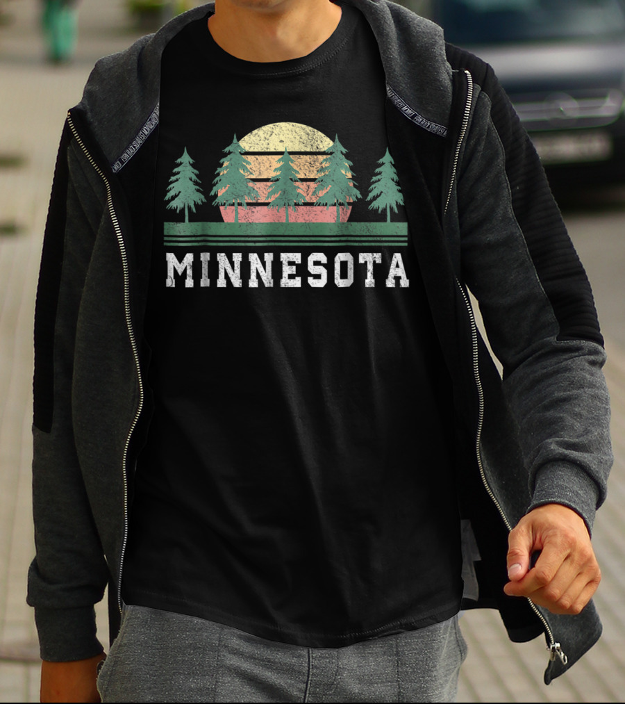 Minnesota Retro Sunset Trees T-Shirt