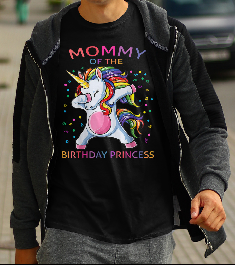 Mommy Of The Birthday Princess Rainbow Unicorn Dabbing T-Shirt