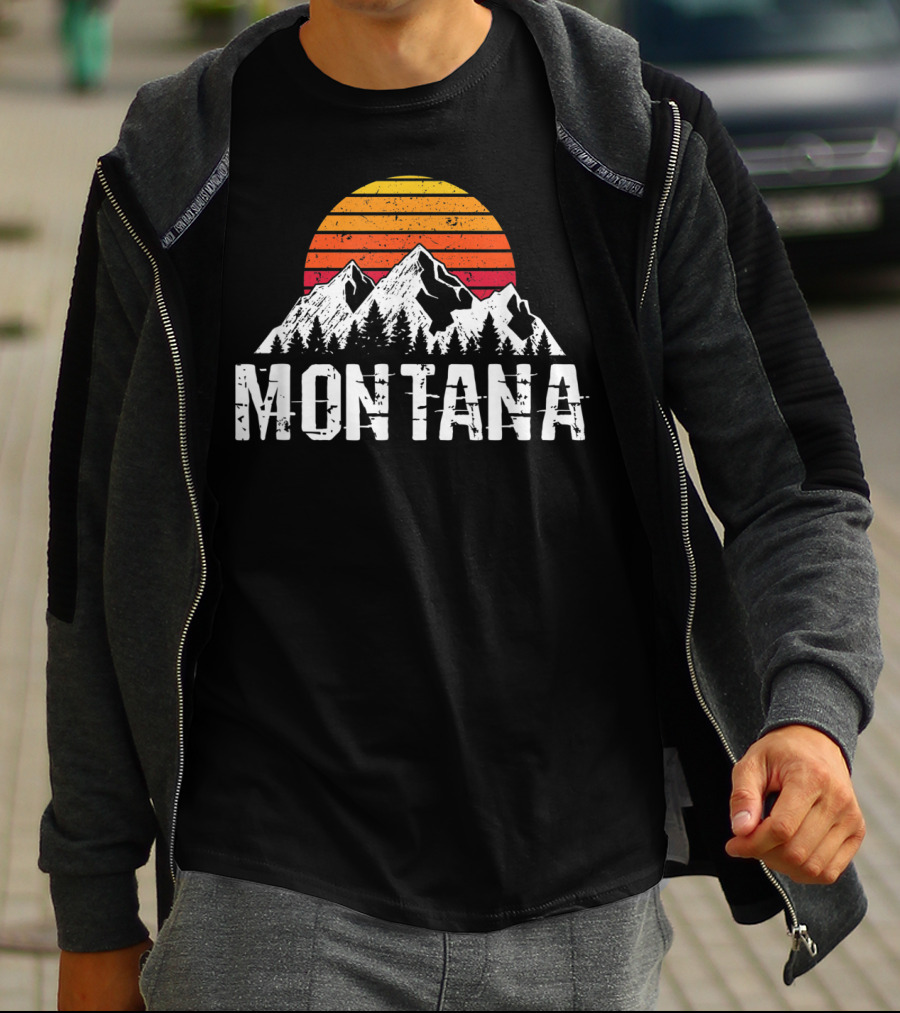 Montana Vintage Mountain Sun Retro Sunset Timberline T-Shirt